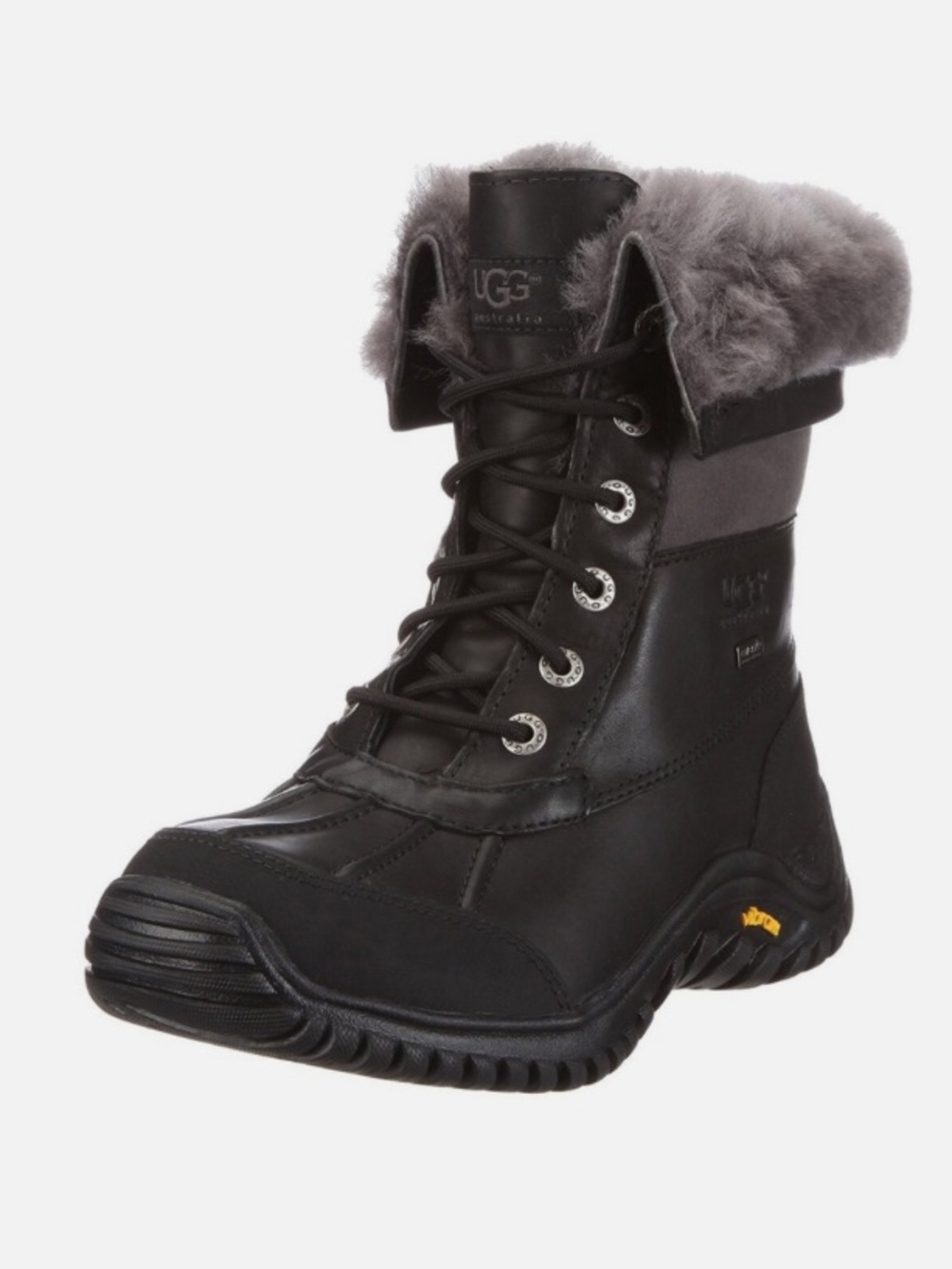 UGG Women's Black and Gray Shearling-Lined Lace-Up Winter Boot